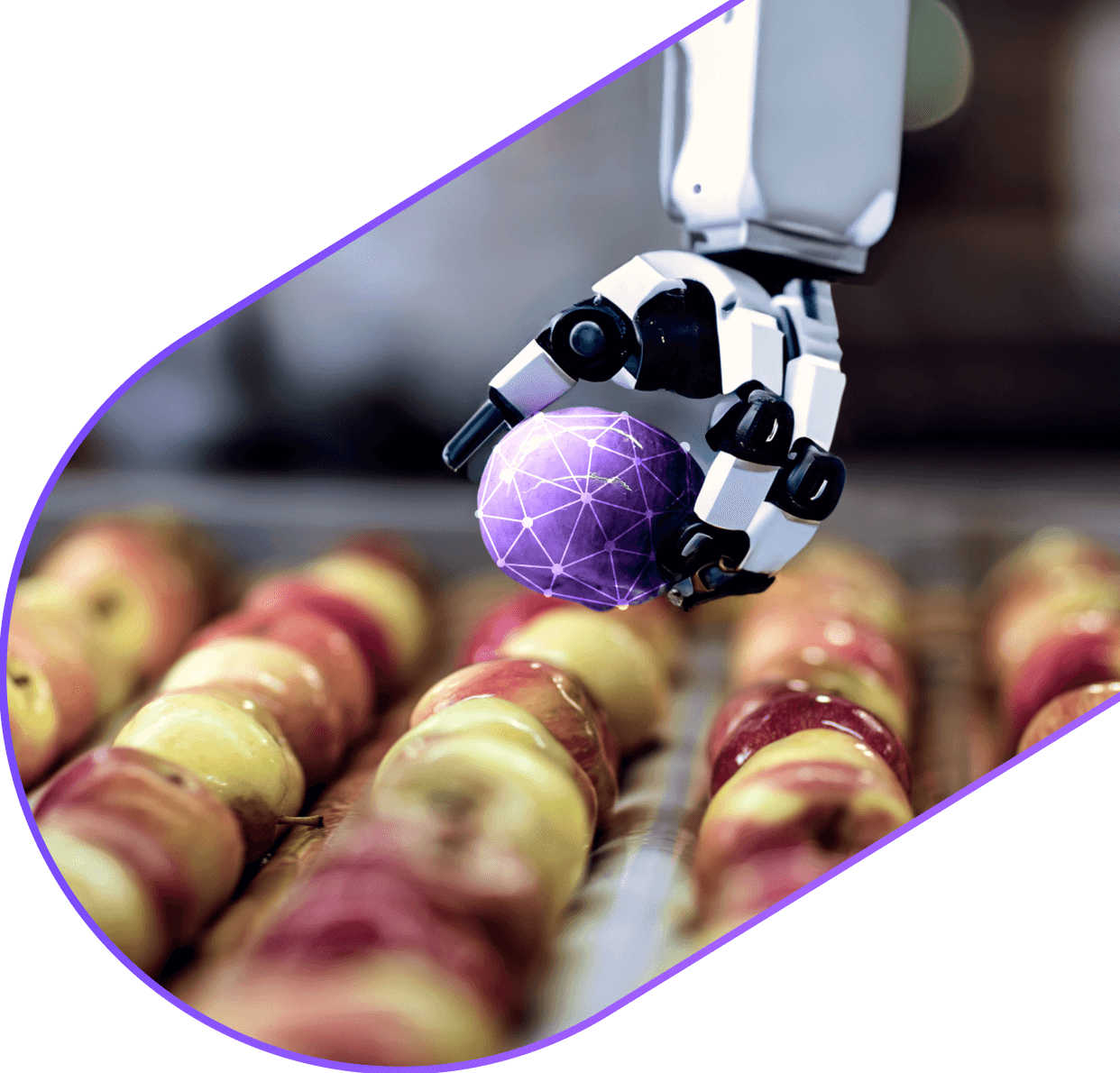 Robotic arm holding apple